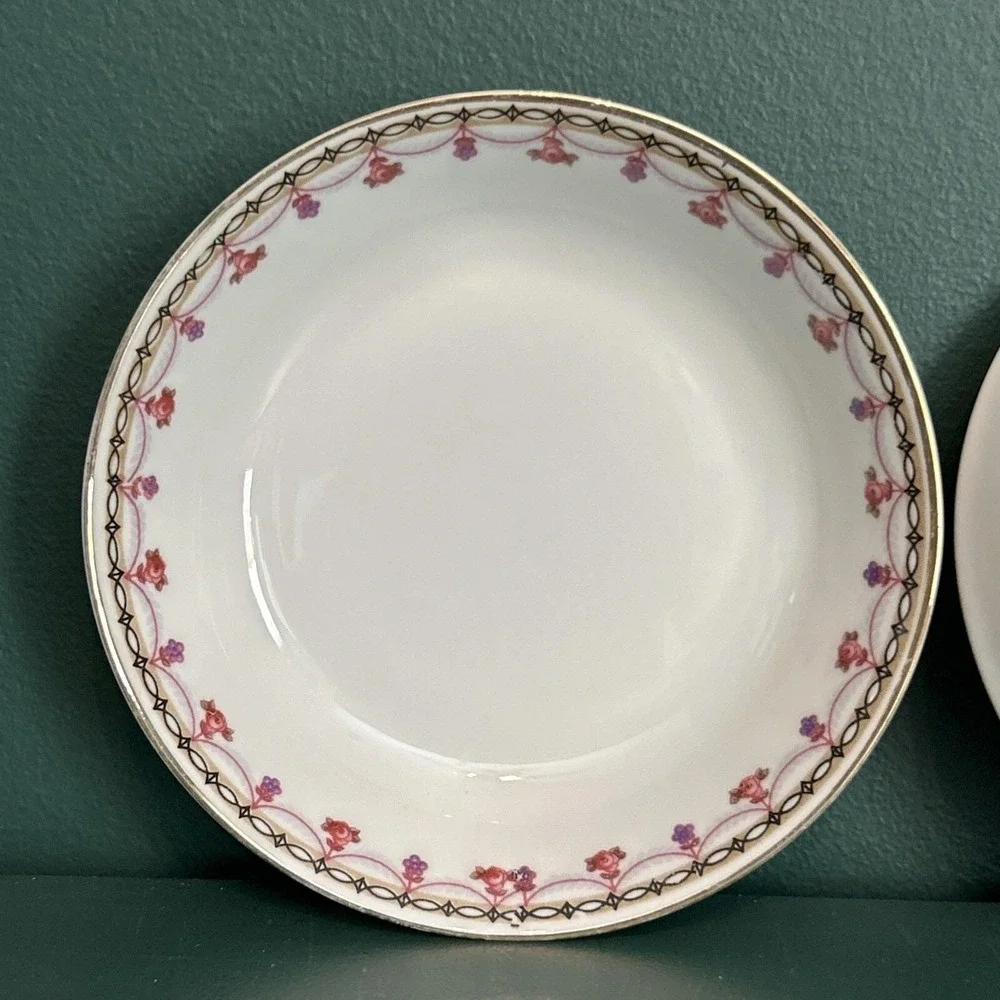 Vintage Heinrich H&C Selb Bavaria Small Bowl Set Of 2 Floral Deco Gold Rim